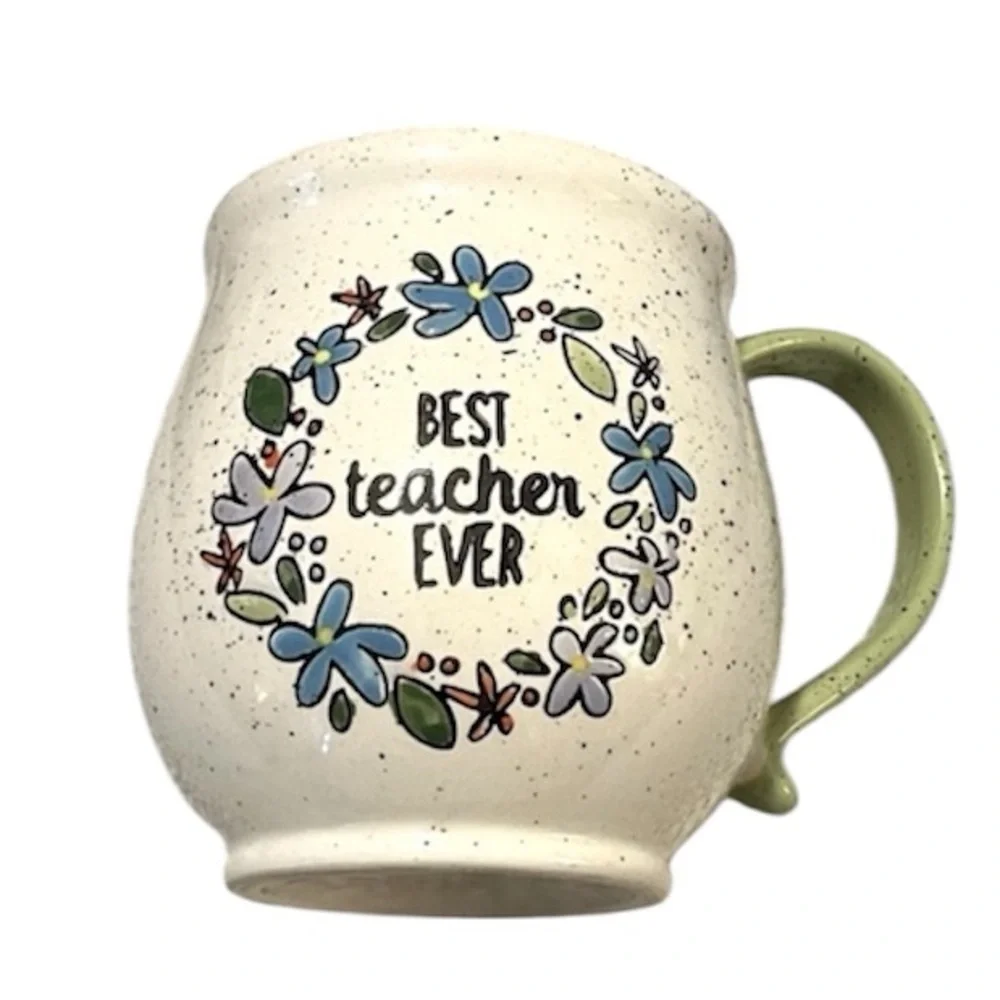 Best Teacher Ever Floral Speckled Coffee Mug Cup By Tag